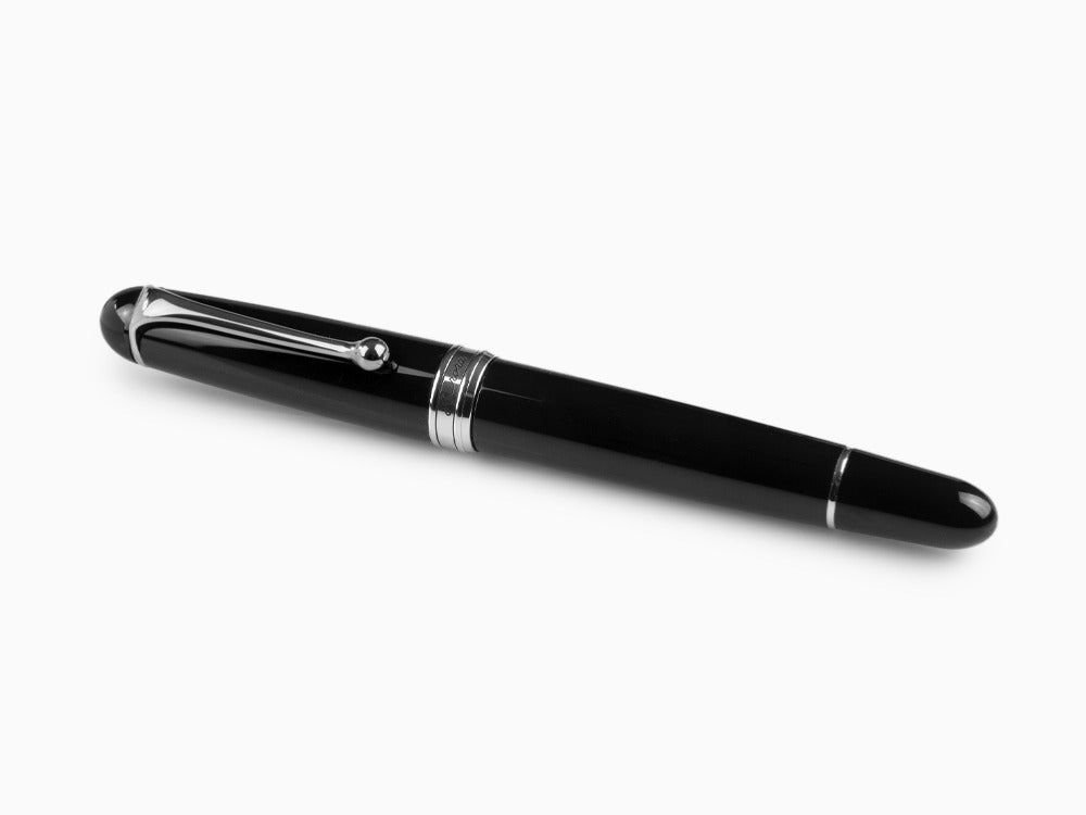 Aurora 88 Big Fountain Pen, Black Resin, Chrome trim, 800C