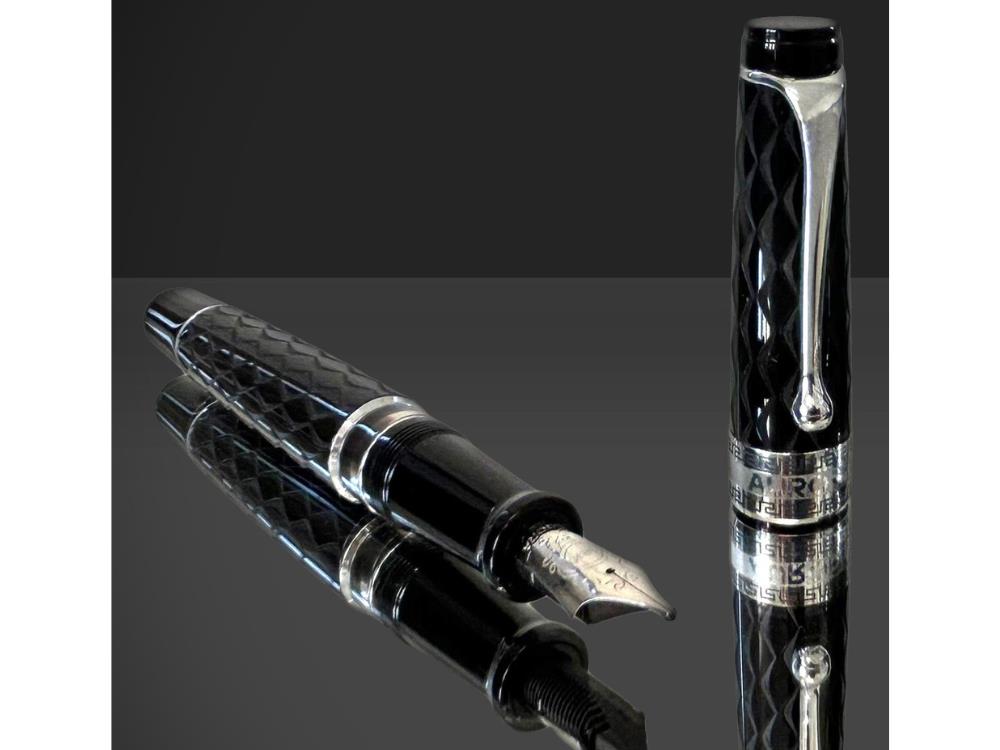 Aurora Optima Rombo Guilloché Fountain Pen, 997-CRBN