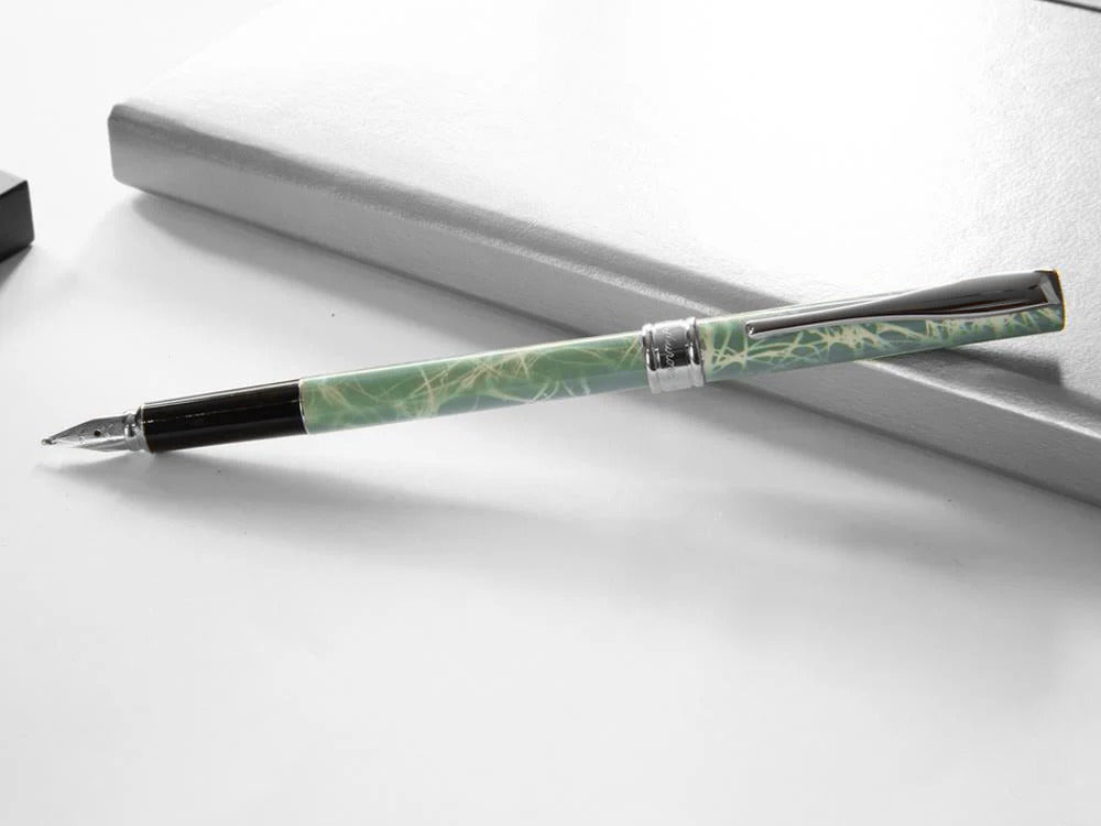 Aurora Magellano Fountain Pen, Lacquer, Chrome Trim, Blue, A18CA