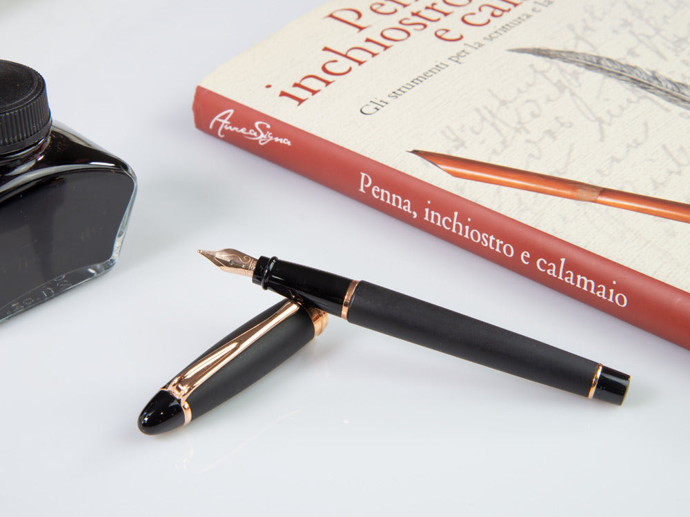 Aurora Ipsilon Satin Fountain Pen, Resin, Rose Gold Trim, B10-PN