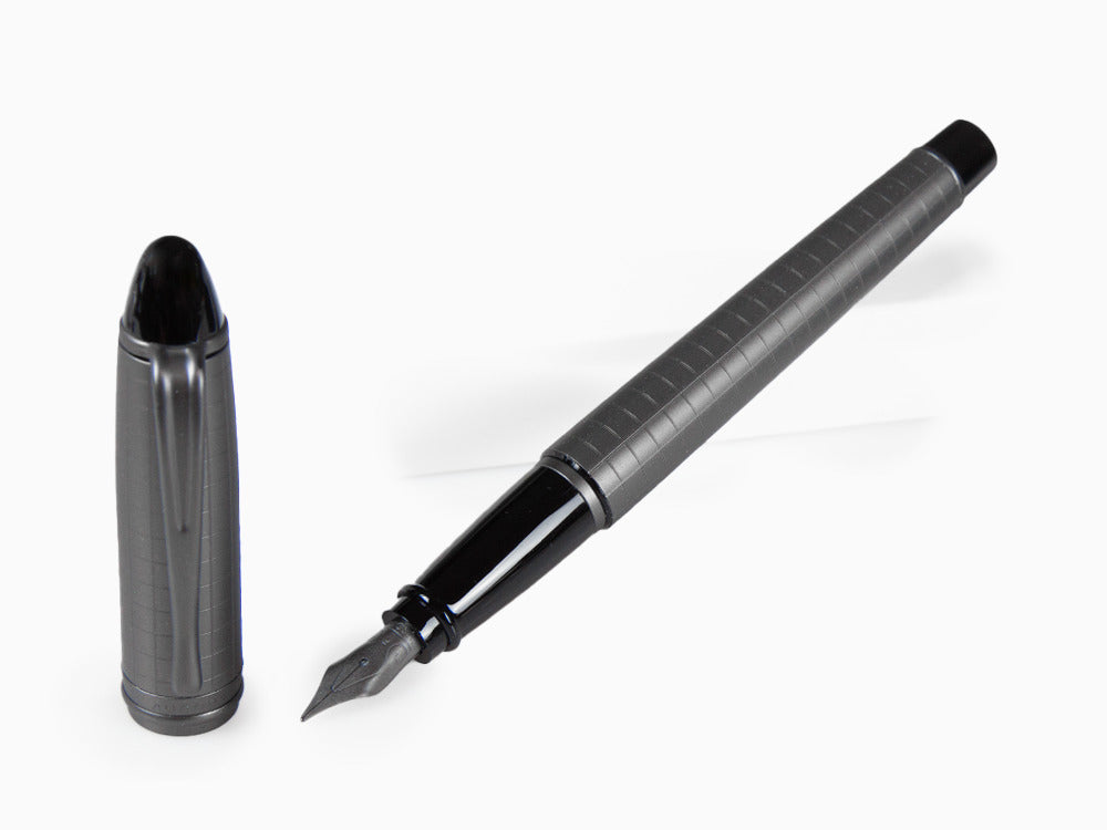 Aurora Ipsilon Full Metal Black Fountain Pen, Ruthenium, B16-RQ