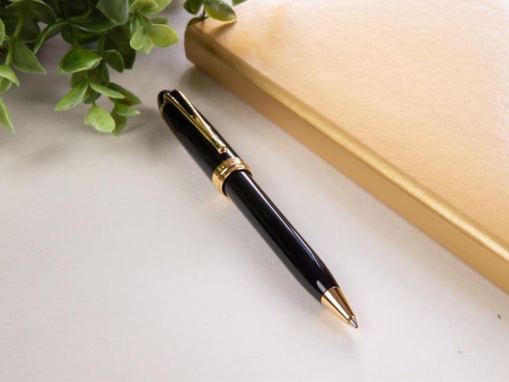 Aurora Ipsilon Ballpoint pen, Black Resin, Gold trim, B32N