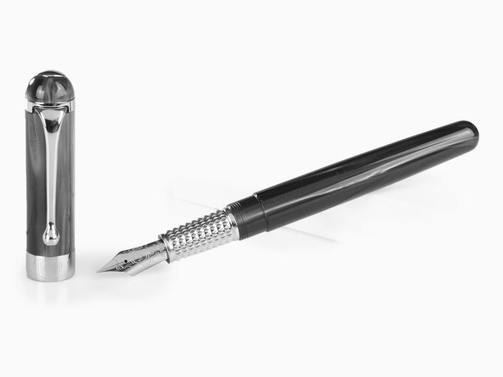 Aurora Alpha Fountain Pen, Black Resin, Chrome Trim, H11CN