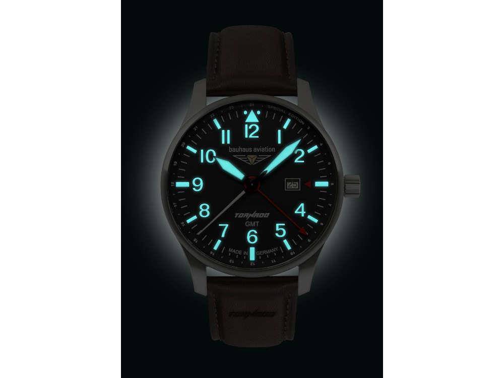 Bauhaus Aviation Tornado GMT Quartz Watch, Black, 42 mm, Day, 2744-2