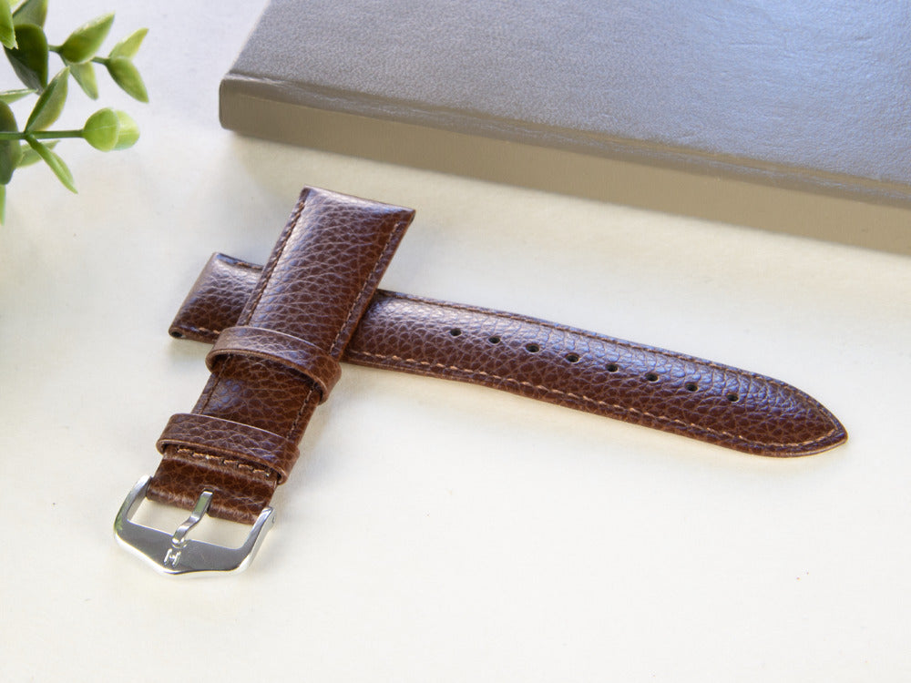 Hirsch Kansas Calfskin Strap, Brown, 22 mm, L (200 mm), 01502010-2-22