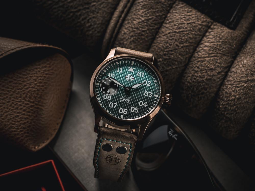 Indie Watch Swell Automatic Watch, PVD Bronze, Light Blue, 42 mm, 257HB