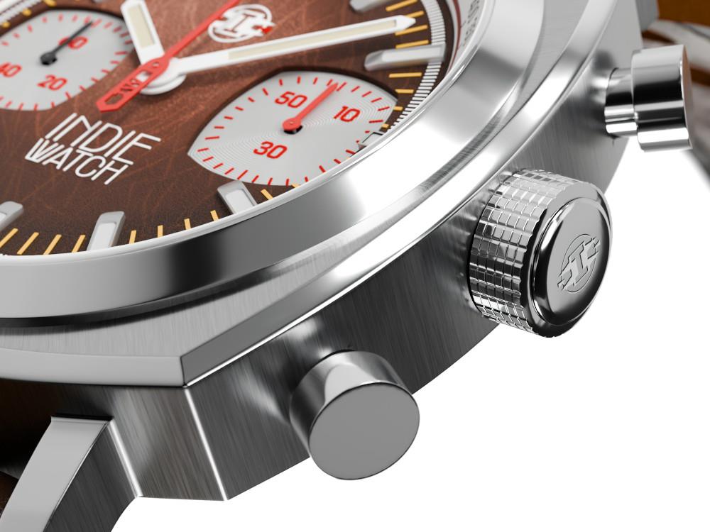 Indie Watch Strum Quartz Watch, Brown, 42 mm, Chronograph, 521S