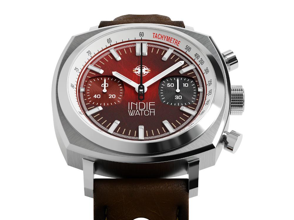 Indie Watch Strum Quartz Watch, Red, 42 mm, Chronograph, 521T
