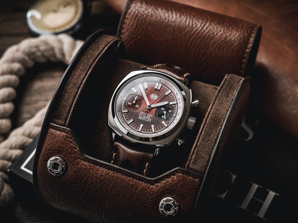 Indie Watch Strum Quartz Watch, Red, 42 mm, Chronograph, 521T