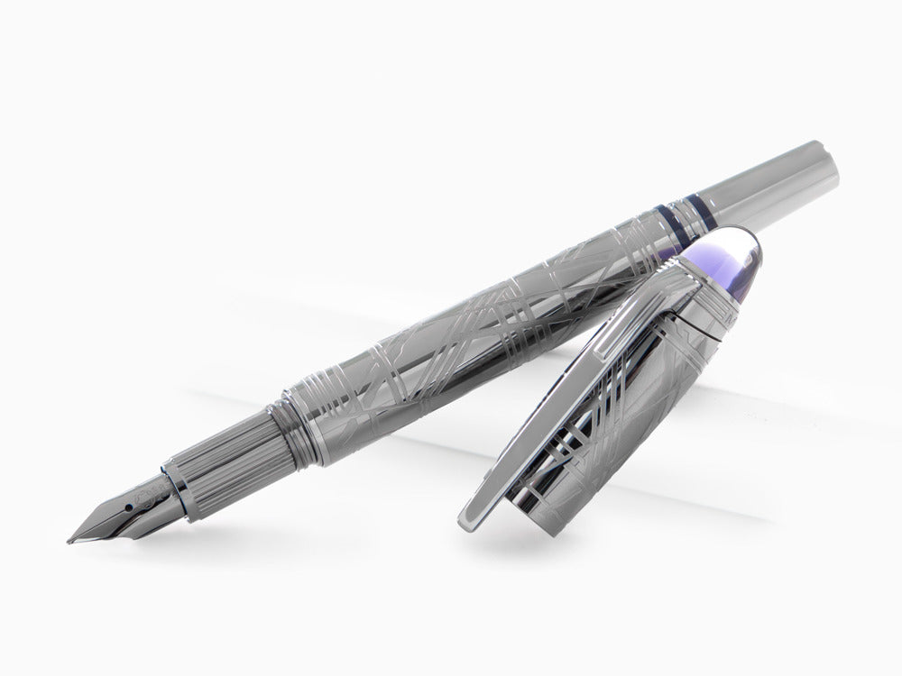 Montblanc StarWalker SpaceBlue Metal Fountain Pen, Ruthenium, 130219