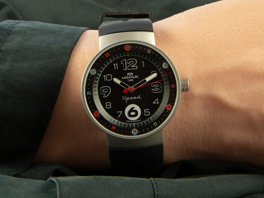 Montjuic Standard Quartz Watch, Stainless Steel 316L, Black, 43 mm, MJ1.0101.S