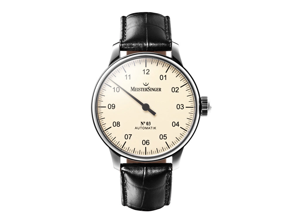 Meistersinger N3 Automatic Watch, ETA 2824-2, 43mm. Leather strap, AM903-SG01
