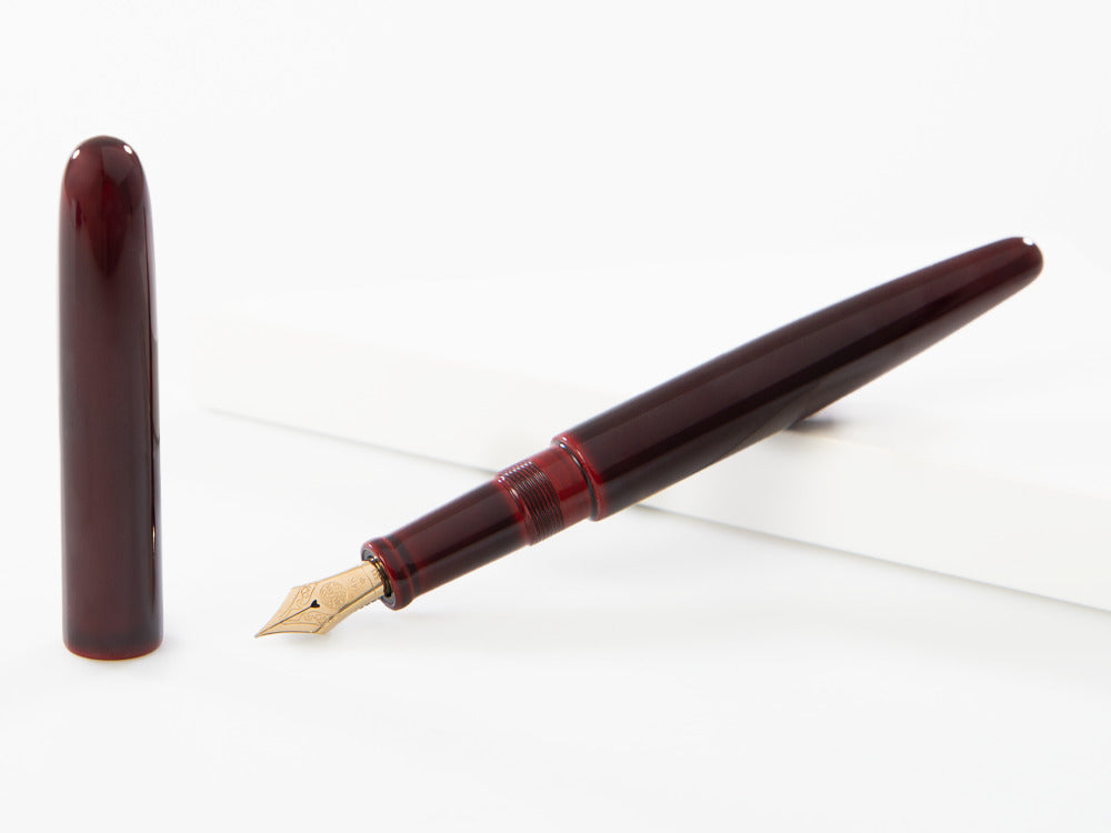 Nakaya Cigar Fountain Pen Long Aka-Tamenuri, Ebonite, Urushi lacquer