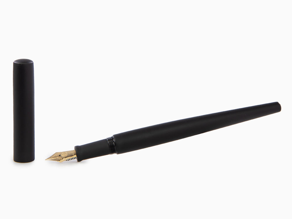 Nakaya Desk Fountain Pen, Black Hairline, Ebonite, 14k Gold,