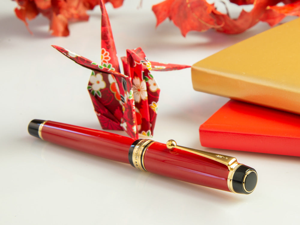 Pilot Custom 845 Red Fountain Pen, Ebonite and Urushi lacquer, FKV-5MR-R