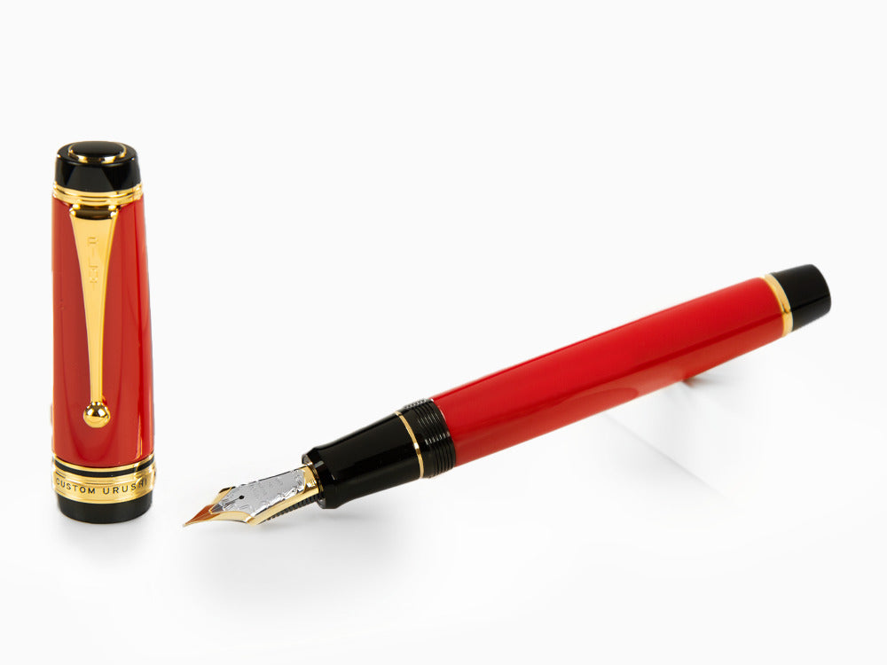 Pilot Custom Urushi Fountain Pen, Ebonite, Gold trim, Red, NPUR