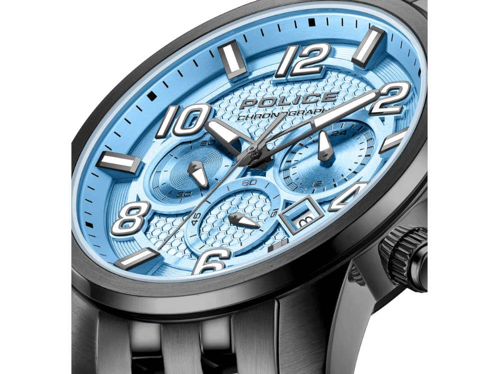 Police Belem Quartz Watch, PVD, 43 mm, Blue, PEWGI0000302
