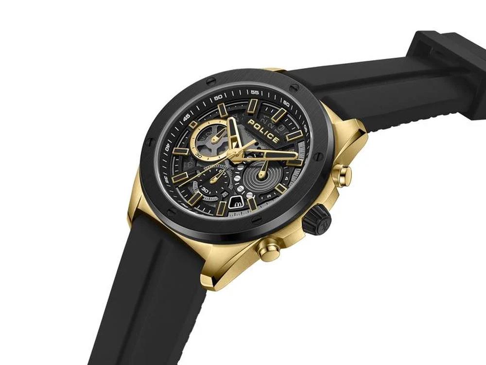 Police Warren Quartz Watch, PVD Gold, 43 mm, Black, PEWGO0000402