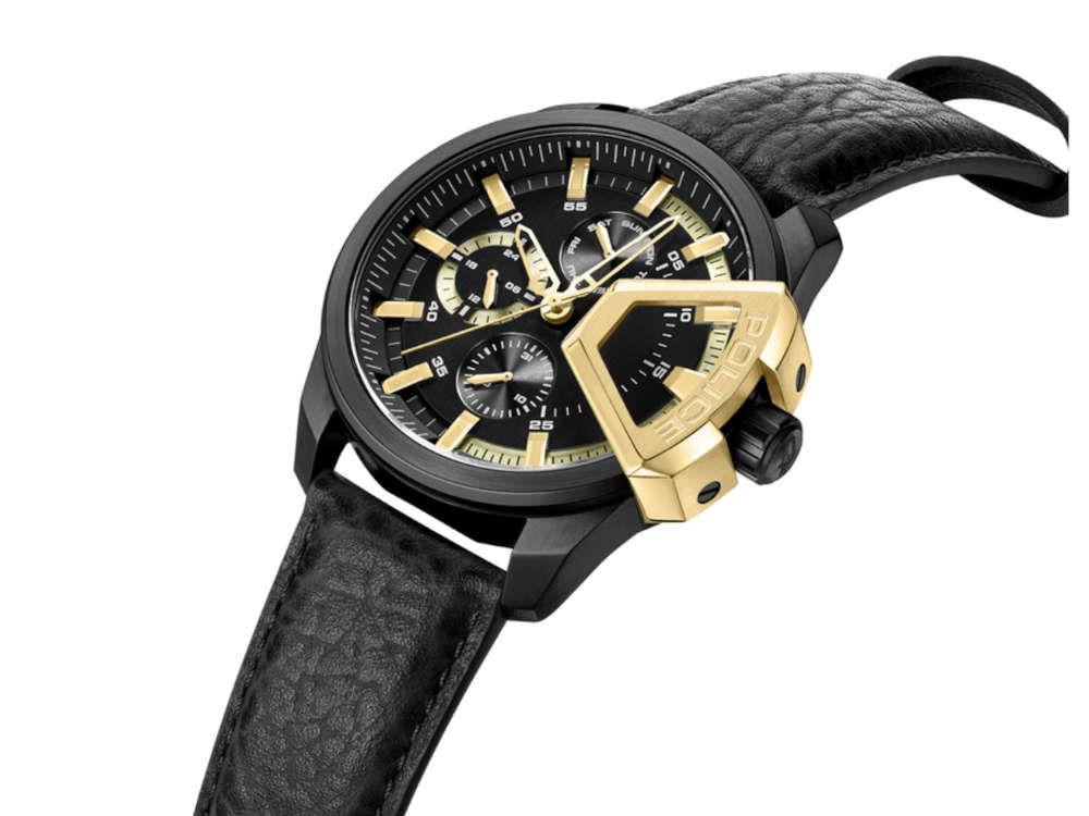 Police Underlined Quartz Watch, PVD, 46 mm, Black, PEWJF0005704