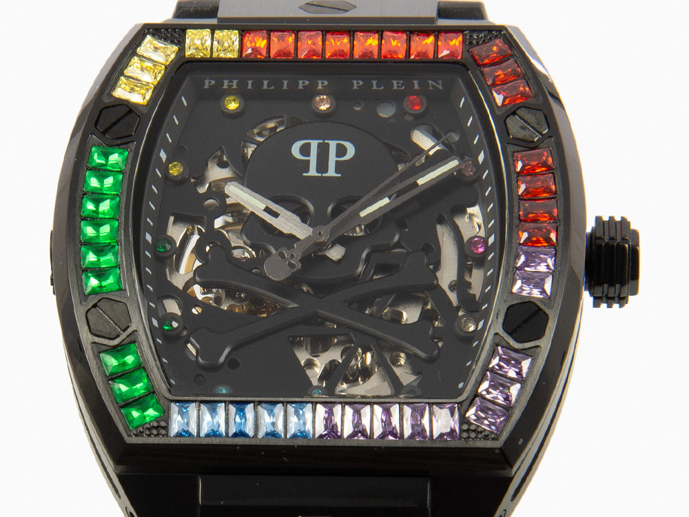 Philipp Plein The Skeleton Automatic Watch, PVD, Black, 44 mm, PWBAA0621