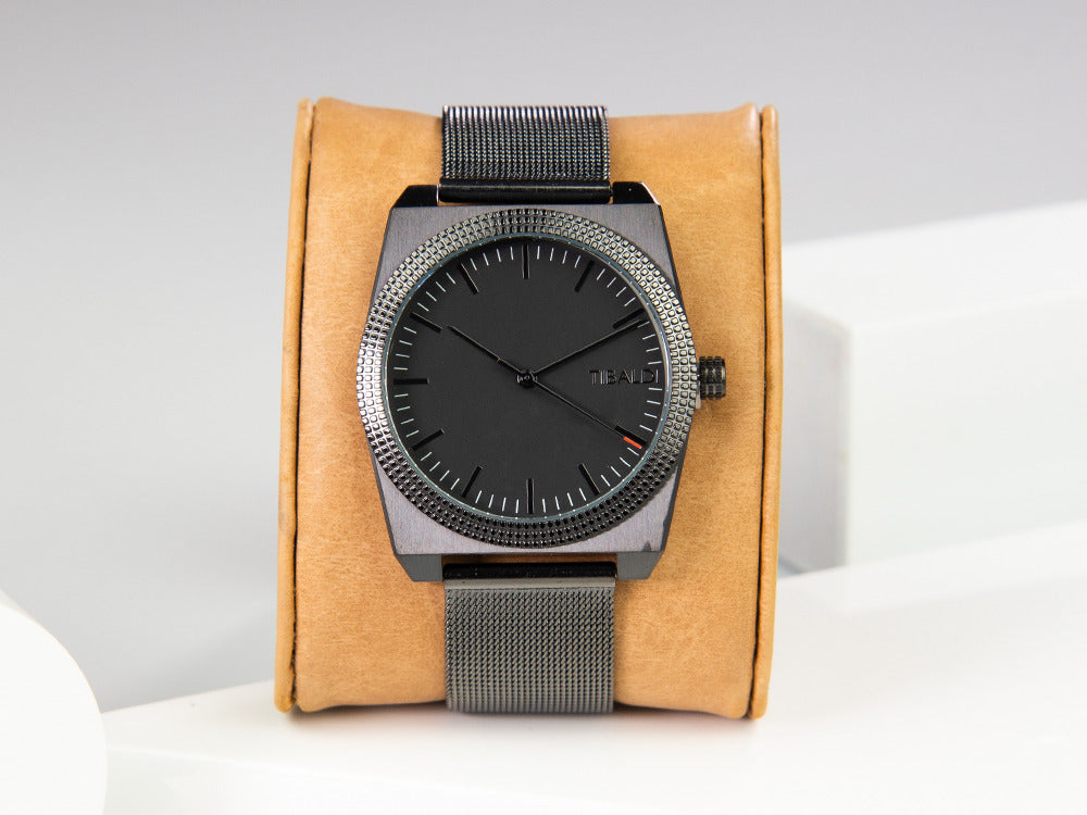 Tibaldi Men's Quartz Watch, Black, 39mm x 46mm, PVD, Mesh strap, TMM-PVD-MM
