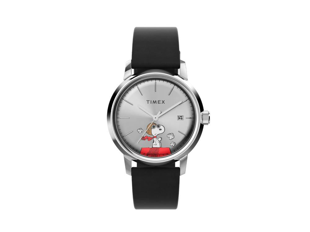 Timex Marlin Peanuts Snoopy Flying Ace Automatic Watch, Silver, 40 mm, TW2W49600