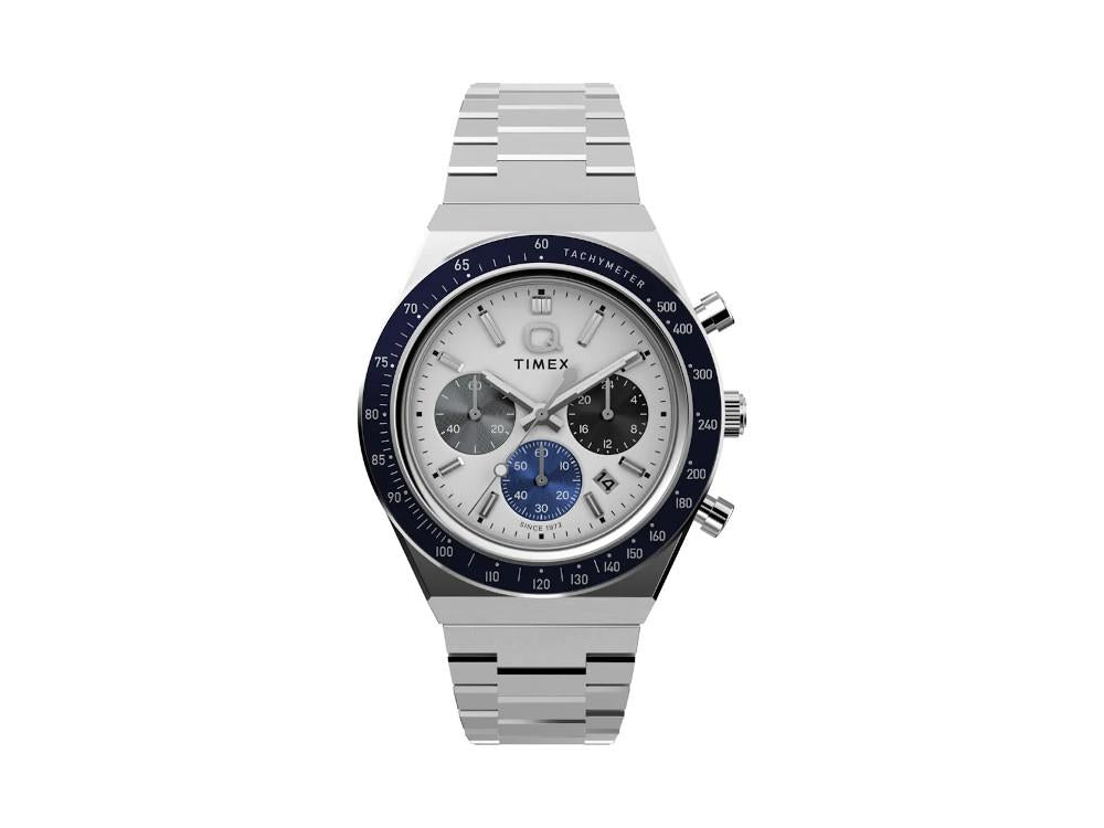 Timex Q Chrono Quartz Watch, White, 40 mm, Chronograph, TW2Y36200