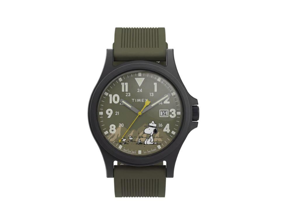 Timex Peanuts Expedition Acadia Quartz Watch, Resin, Green, 40 mm, TW2Y84600