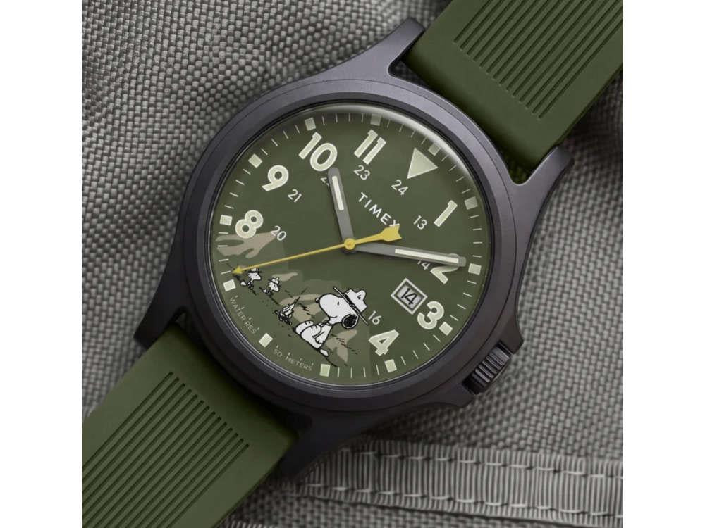 Timex Peanuts Expedition Acadia Quartz Watch, Resin, Green, 40 mm, TW2Y84600