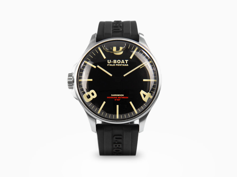 U-Boat Capsoil Darkmoon 44 SS Quartz Watch, Rubber, Black, 44 mm, 8463/A