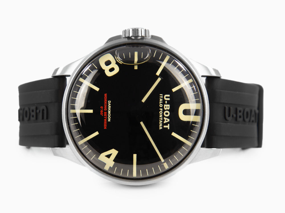 U-Boat Capsoil Darkmoon 44 SS Quartz Watch, Rubber, Black, 44 mm, 8463/A