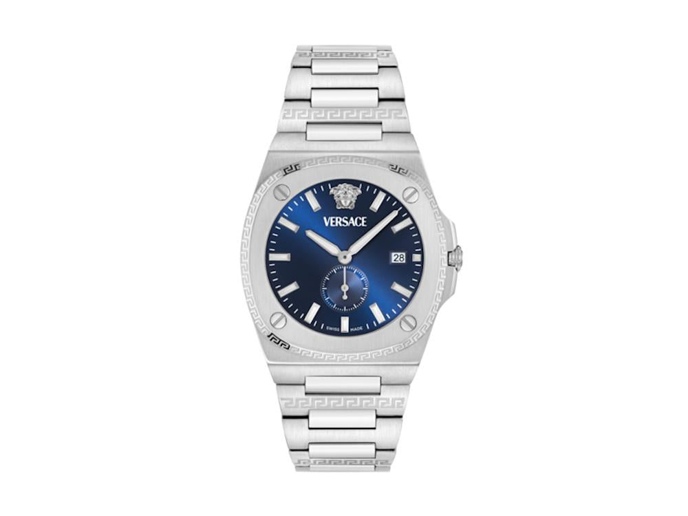 Versace Tolomeo Quartz Watch, Recycled Steel, Blue, 40 mm, VE0V00225