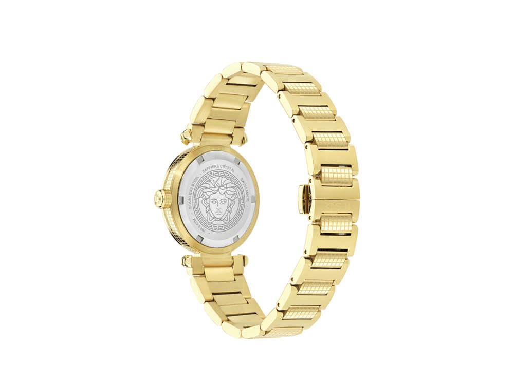 Versace Greek Quartz Watch, PVD Gold, Black, 35 mm, Sapphire Crystal, VE5B00625