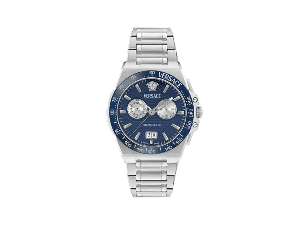 Versace Greca Reaction Quartz Watch, Blue, 43 mm, , VE5N00326