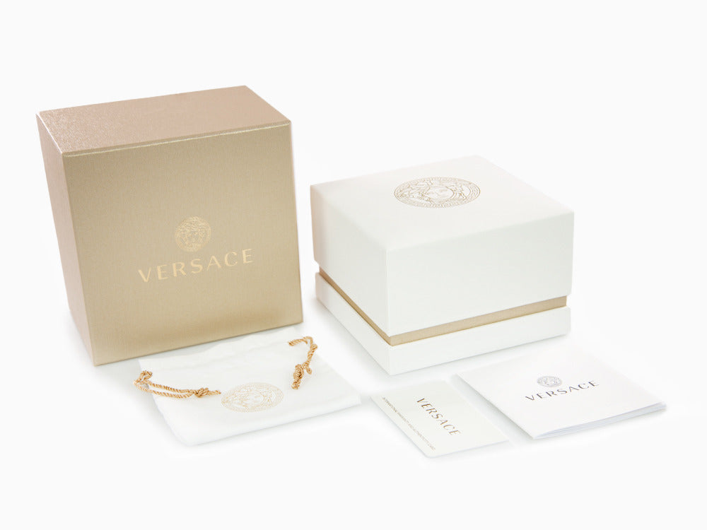 Versace Greca Flourish Quartz Watch, PVD Gold, Green, 35 mm, VE7F00523