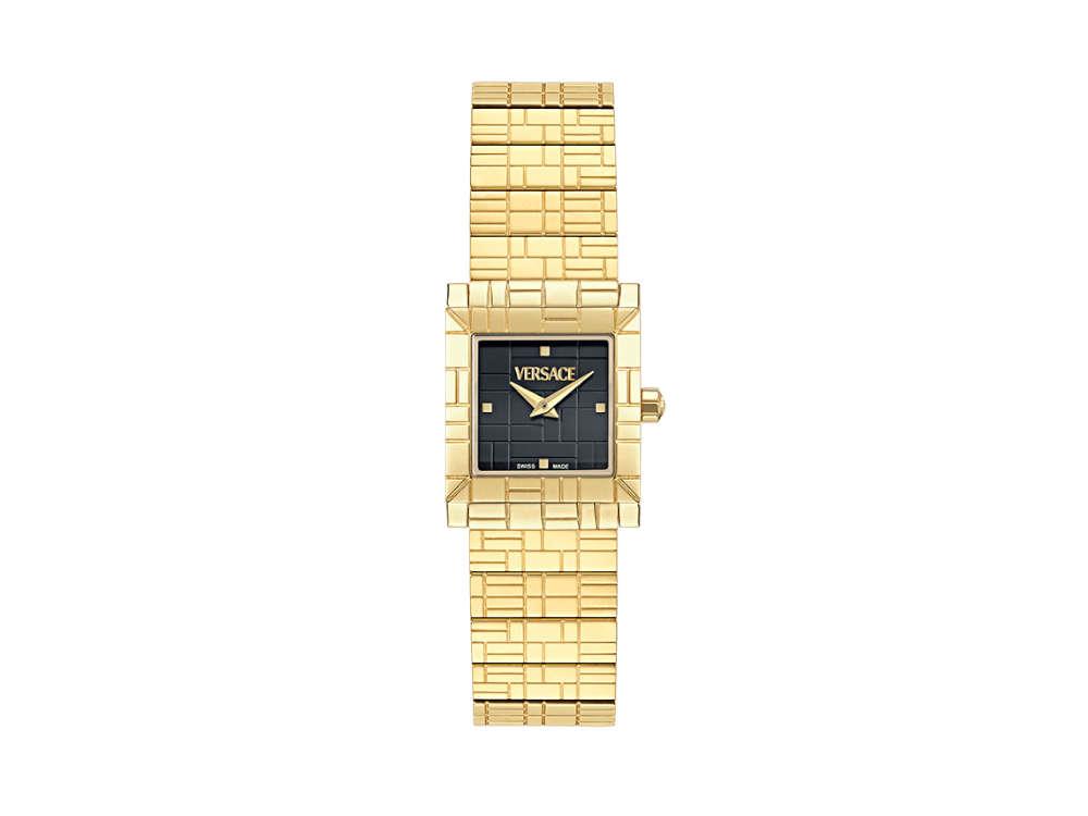 Versace Mosaic Quartz Watch, PVD Gold, Black, 22 mm, Sapphire Crystal, VE9B00324