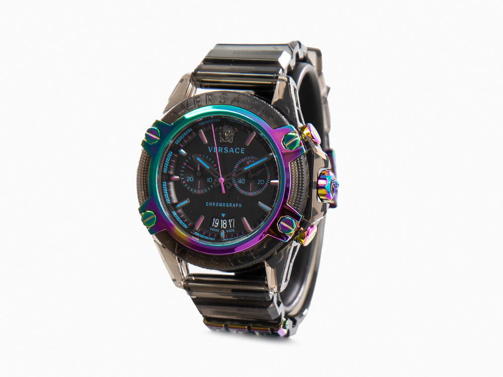 Versace Icon Active Quartz Watch, Polycarbonate, Black, 44 mm, VEZ701022