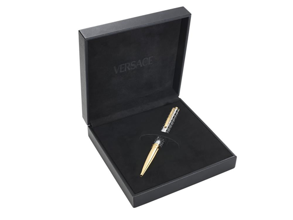 Versace Reve Ballpoint pen, Steel, Silver, Gold plated, VRSC00124