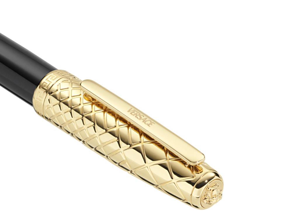 Versace Honos Rollerball pen, Resin, Black, Gold plated, VRTC00224