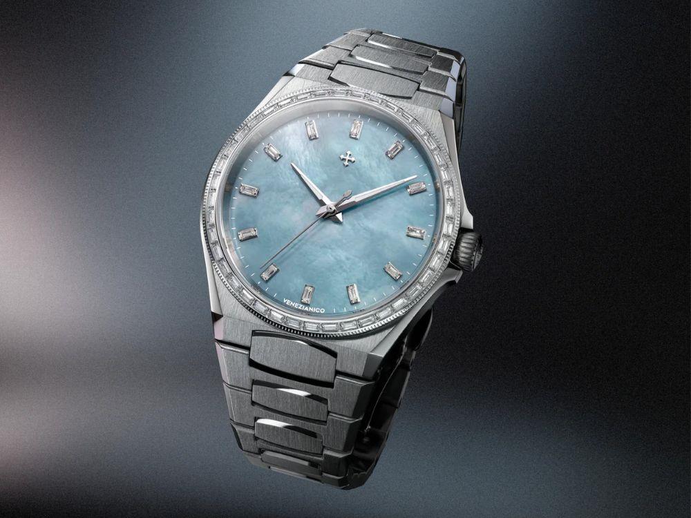 Venezianico Arsenale Moissanite Automatic Watch, 37 mm, Light Blue, 6121512C