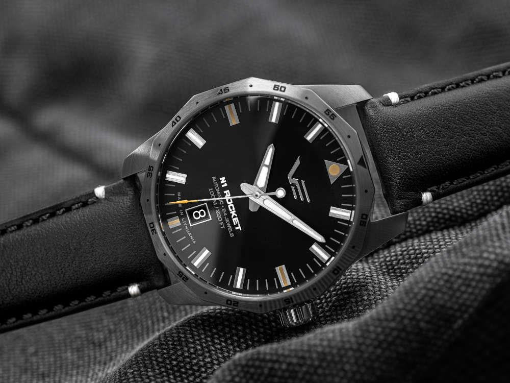 Vostok Europe Rocket N1 Compact Automatic Watch, Black, 39 mm, NH35-125A747-L-BK