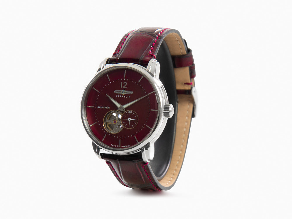 Zeppelin LZ 120 Bodensee Automatic Watch, Red, 40cm, Leather strap, 8166-5