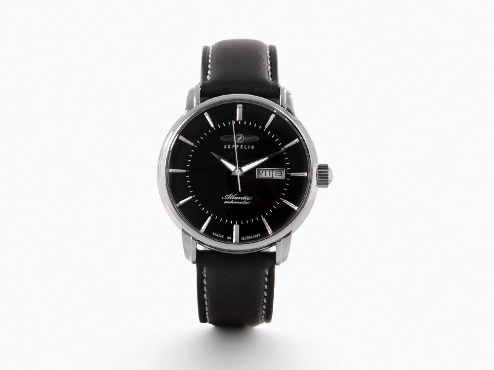 Zeppelin Atlantic Automatic Watch, Black, 41 mm, Day and date, Leather, 8466-2