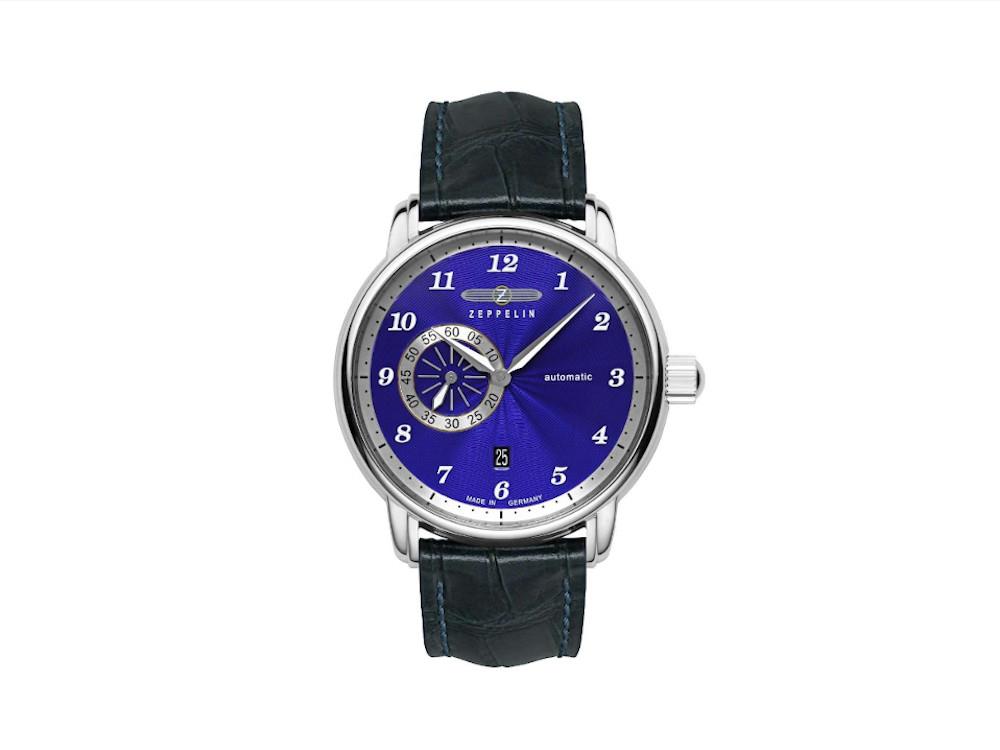 Zeppelin Captain Line Automatic Watch, Blue, 42 mm, Leather strap, 8604-3