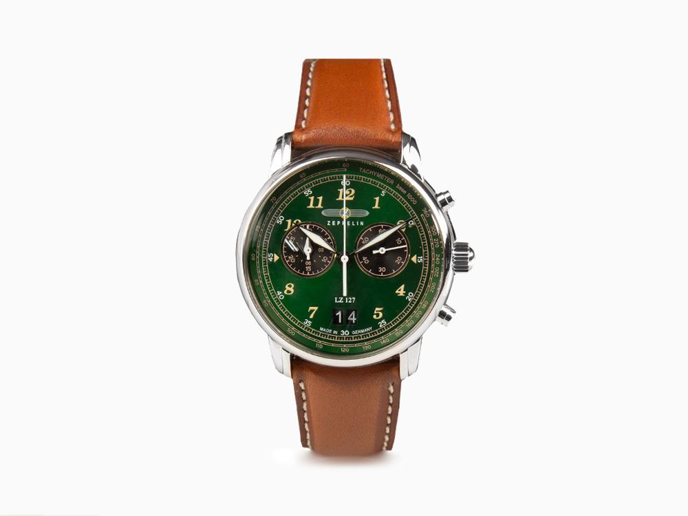 Zeppelin LZ 127 Graf Zeppelin Quartz Watch, Green, 40 mm, Chronograph, 8684-4