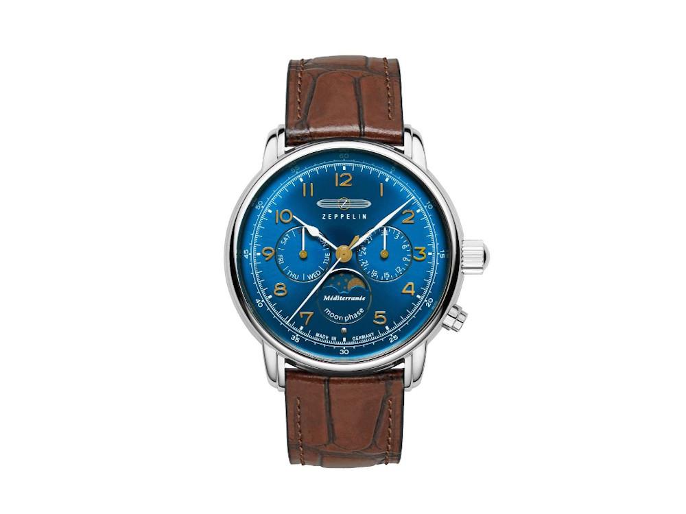 Zeppelin Méditerranée Quartz Watch, Blue, 42 mm, 9636-3