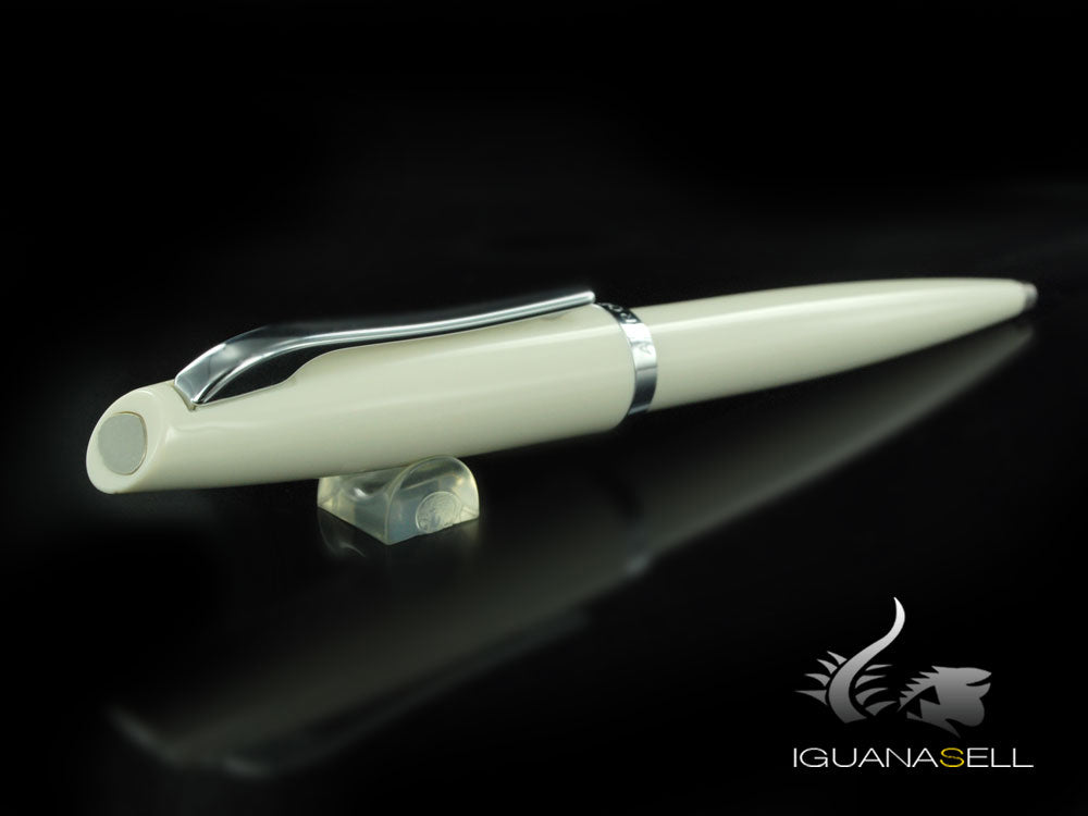 Aurora Style Ballpoint Pen - White Resin and Chromed Trims - E32CW