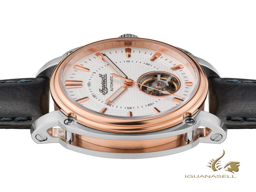 Ingersoll Director Automatic Watch, 46 mm, Rose Gold, White, Leather, I08101