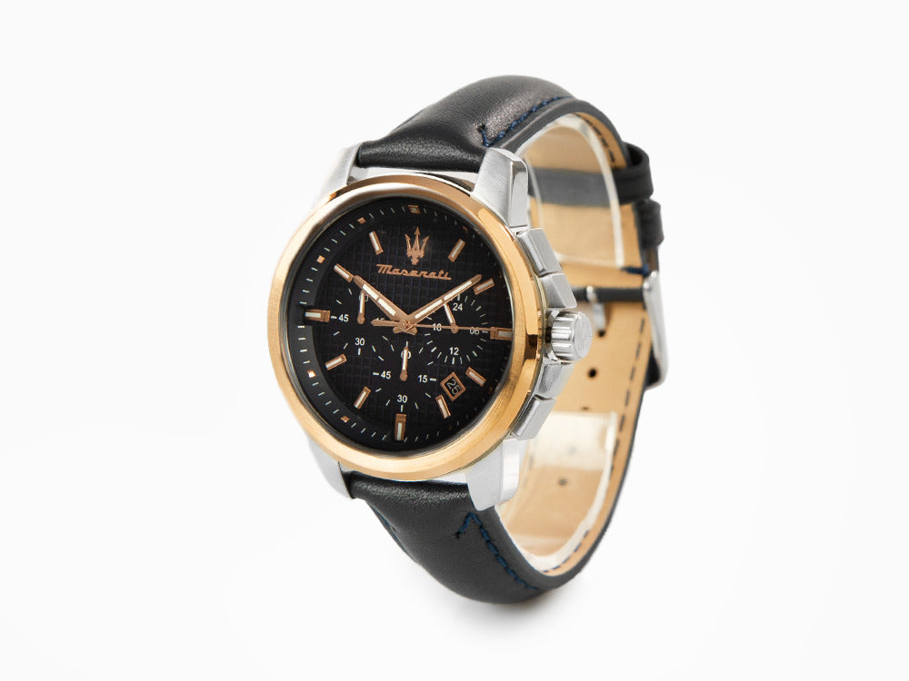 Maserati Successo Quartz Watch, PVD Rose Gold, Blue, 44 mm, R8871621015