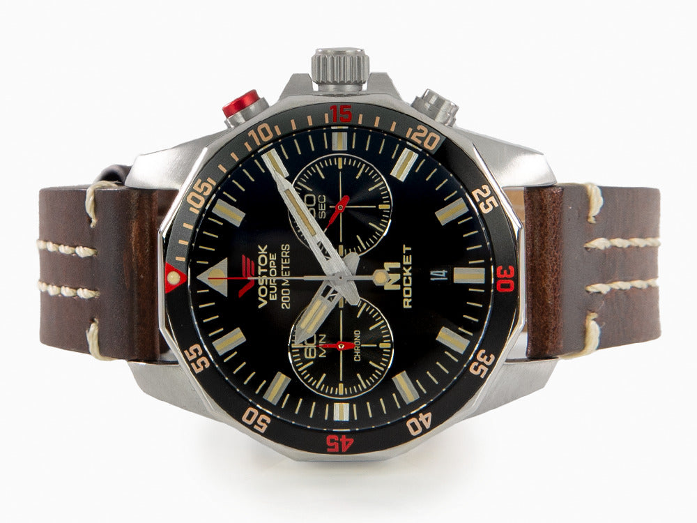 Vostok Europe Rocket N-1 Quartz Watch, Black, 46 mm, Chronograph, 6S21-225A618